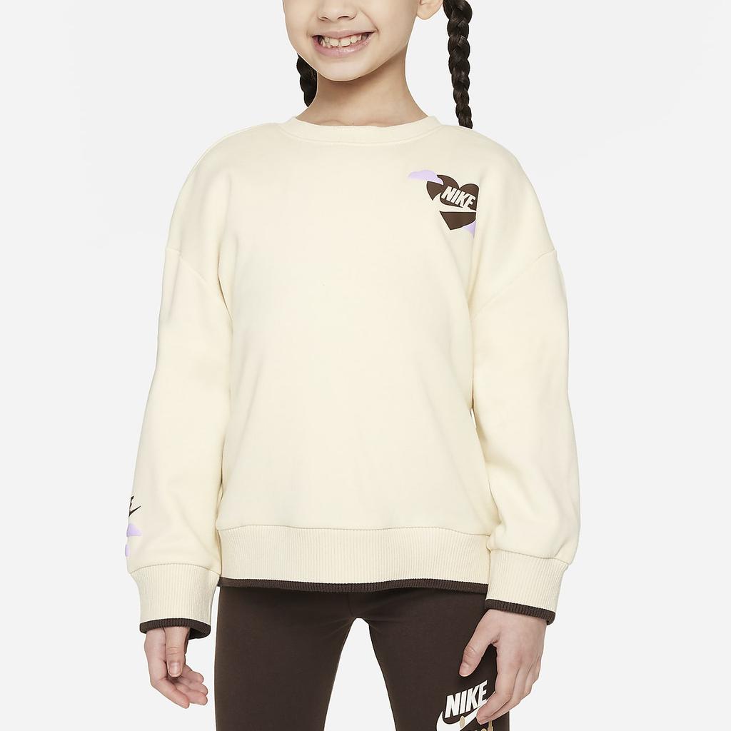 Nike Swoosh Letter Print Round Neck Casual Long Sleeve Sweatshirt Baby sweatshirt Coconut-Milk HF2189-113