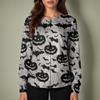 Women's Casual Long Sleeve Single-Breasted Cardigan with Halloween Print