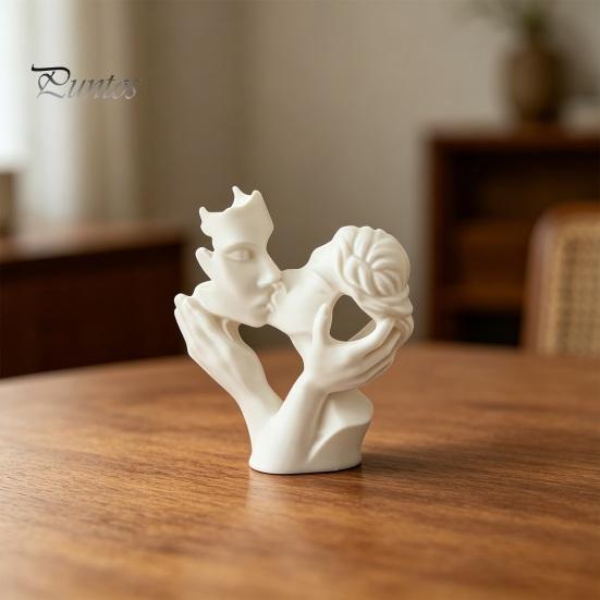Living Room Art Piece 3D Printed Kissing Couple Figurine, Romantic Hollow-out Statue with Wide Solid Stable Base, Modern Delicate Carved Figurine