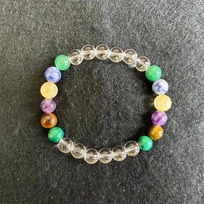 

1 шт. изысканный кристалл, модный имитация цитрина, камень тигровый глаз, натуральный камень, цветной браслет из бисера, мужские и женские вечерние украшения MULTI