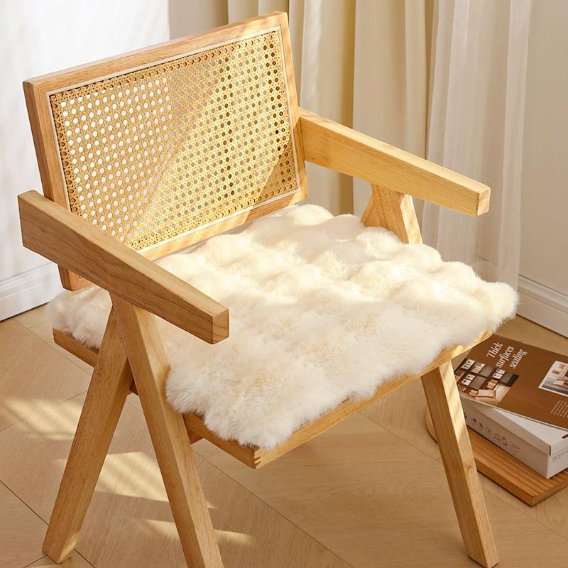 Thickened Wool Rabbit Plush Chair Cushion - Cozy Square Seat Pad for Sofa, Office, or Dressing Table. 35x35cm - Mini, for kids  chairs