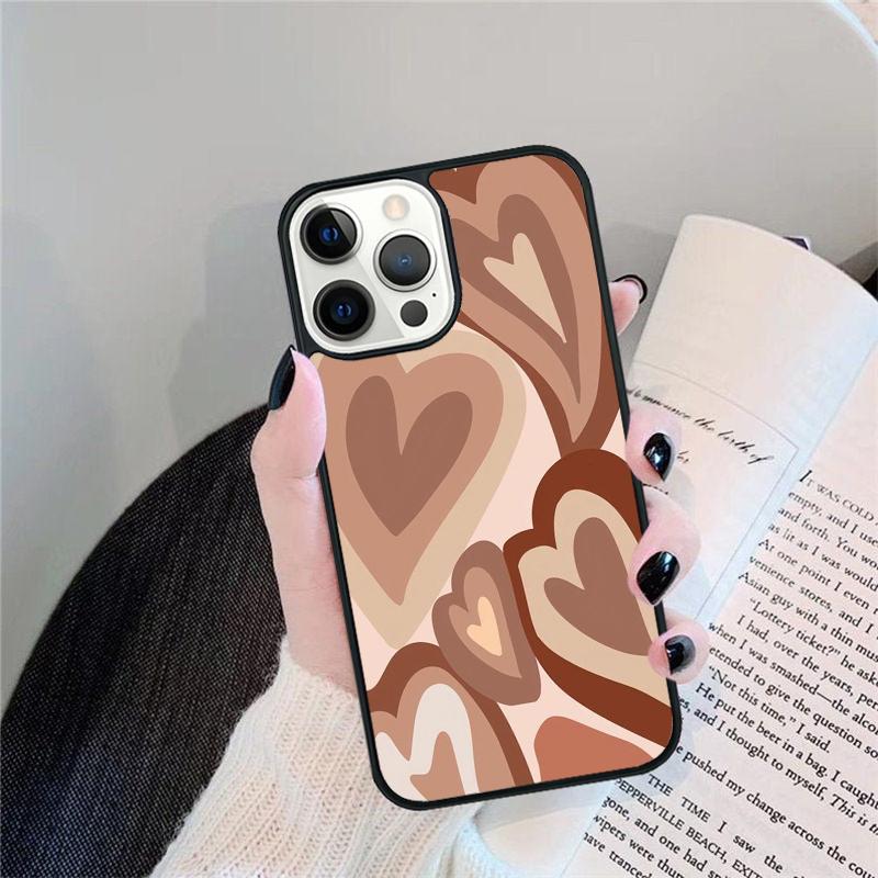 Latte Love Braunes Herz Ästhetische Handyhülle Für iPhone 17 Air 16 15 14 plus 12 13 Pro max Hülle Cover coque