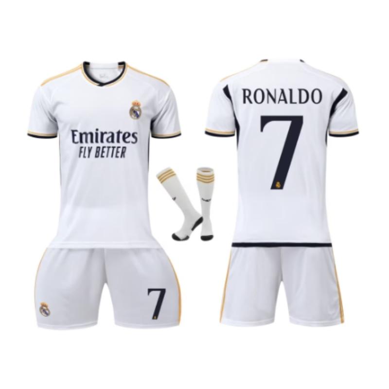 Real Madrid Ronaldo Fotbalový dres Dětský Polyester Prodyšný Rychleschnoucí Tréninkový Zápasový Set