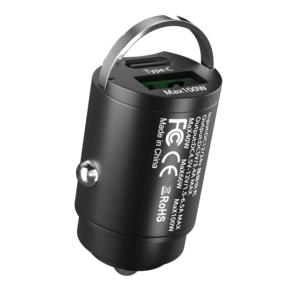 100W Mini Car Charger Dual Ports USB Fast Charge Type C PD Car Adapter for iPhone 14 13 12 Xiaomi Huawei Samsung QC3.0