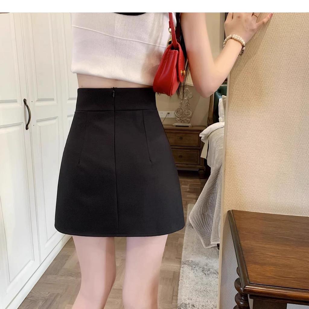 Vår 2024 Hög midja Plisserad A-linje Minikjol - Koreansk stil