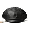NORTHWOOD Luxury Synthetic PU Leather Beret Hat for Men Women 58cm Retro Eight-Point Cap for Outdoor Autumn Winter Wear
