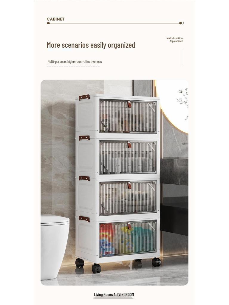 Freestanding Multi-layer Storage Cabinet with Flip-top for Kitchen, Living Room, or Toys