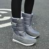 Snow Boots Women Shoes 2025 Hook & Loop Mid-calf Women Winter Boots Round Toe Solid Warm Plush Shoes Woman