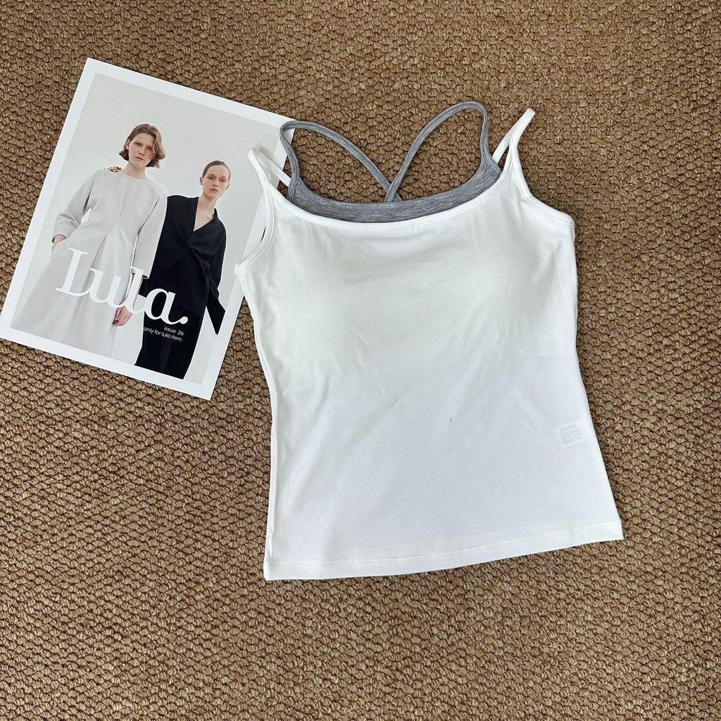 Modal Zweiteiliges Trägertanktop für Damen mit Brustpolstern - Schlankmachendes Würziges Lagenoberteil