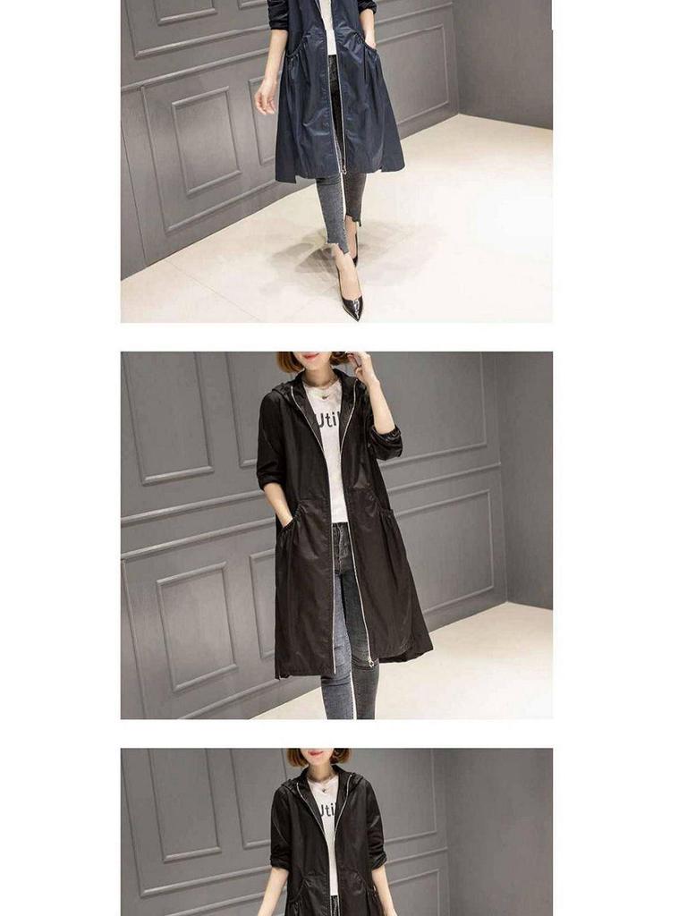 2025 Spring/Autumn Korean Style Mid-Length Over-the-Knee Trench Coat with Lining - Loose Fit, Plus Size