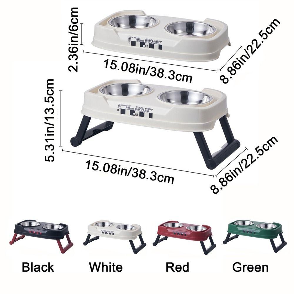 Plastic/Stainless Steel Double Cat Bowl Non-Slip Cat Feeding Bowl  for Puppy Kitten