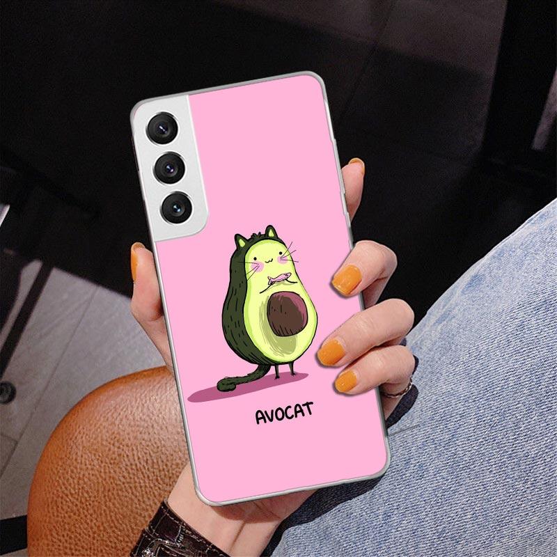 Cartoon Fruit Avocado Phnoe Case for Samsung Galaxy S26 S25 Edge S23 S24 Ultra S22 Plus S21 S20 FE Unique Cover Soft Coque Galax