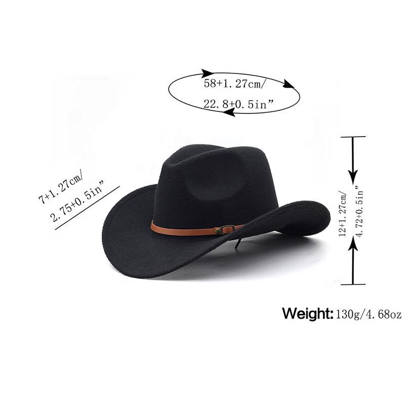 Western Cowboy Filzhut mit ethnischem tibetischem Stil und hochgekrempter Krempe für Männer und Frauen
