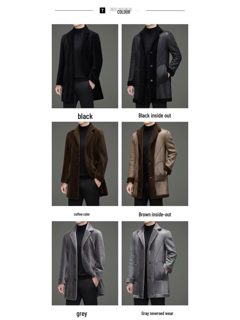 Men's Double-Sided Fur Coat - 2025 Winter Fashion for Middle-Aged Casual Wear