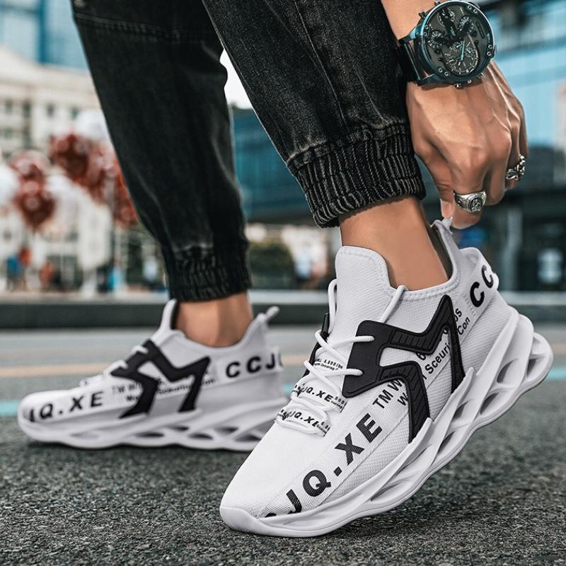 Letnie Męskie Buty do Biegania z Siateczki Lekkie Oddychające Codzienne Trampki Wygodne Antypoślizgowe Miękkie Buty Tenisowe Markowe