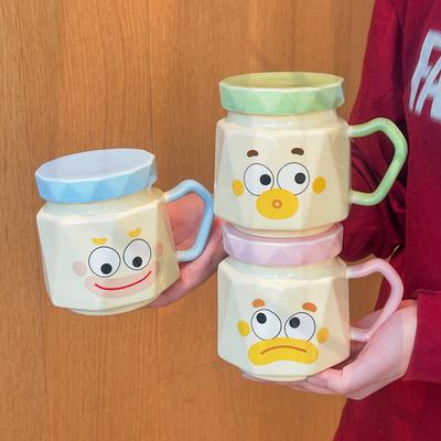 Birthday Gift Cute Clown Ceramic Water Cup Funny Couple Mug with Lid Spoon Office Coffee Milk Cup