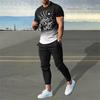 Men's Trousers Tracksuit 2 Piece Set Fashion Sportswear Summer Streetwear Short Sleeve T Shirt+Long Pants Male Clothing