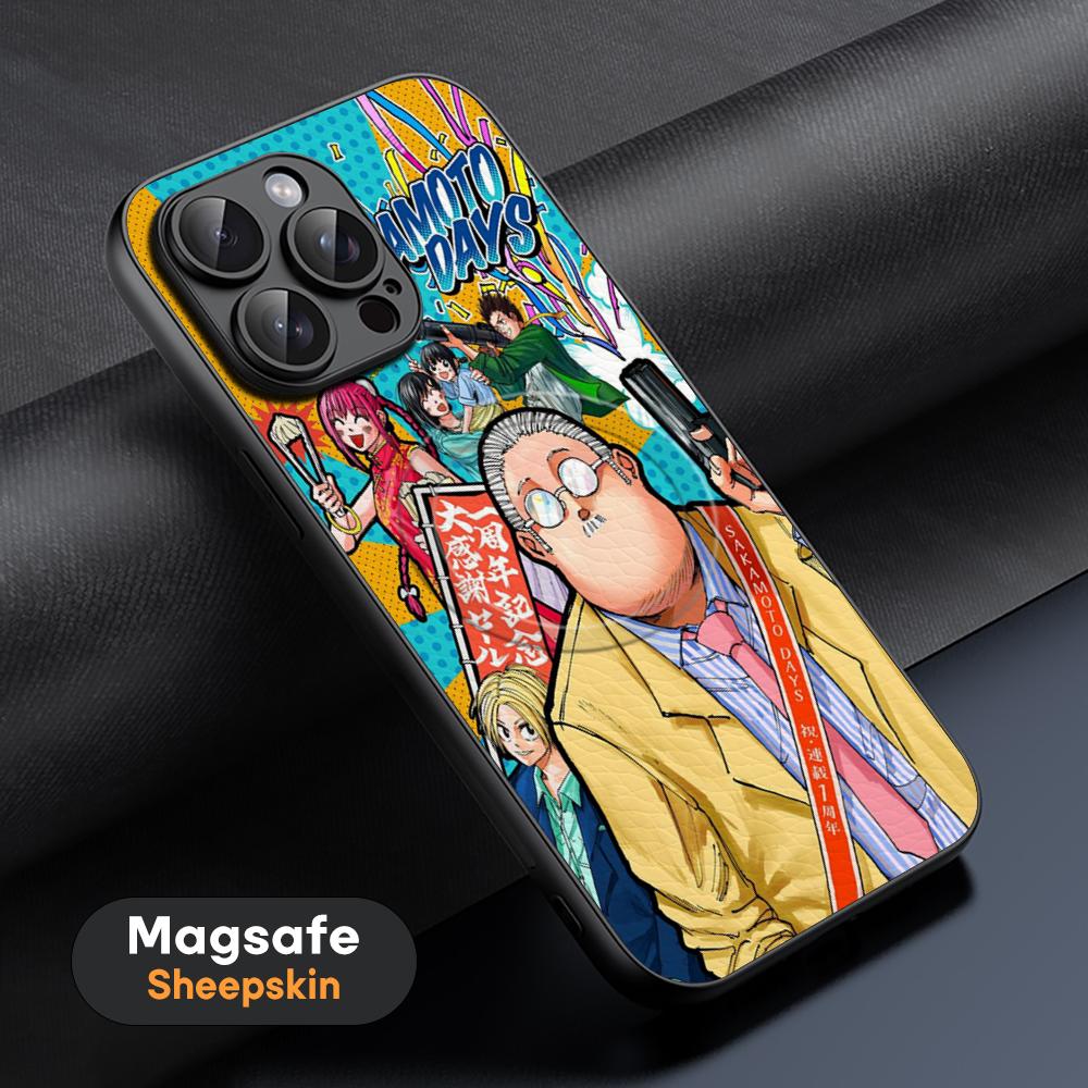 Taro Sakamoto Japan hot anime Phone Case For iPhone 16 15 14 13 12 11 Plus Pro Max High-end Luxury Magsafe Sheepskin