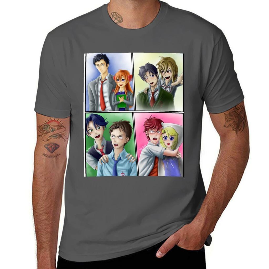 Gekkan Shoujo Nozakikun Couples Unisexga Panels TShirt Casual Light Summer Short Sleeve Top