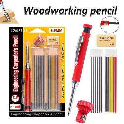 Mechanical Carpenter Pencil Card Set ,Deep Hole Woodworking Pencil Markers with Sharpener for Carpenter Woodworking Architect