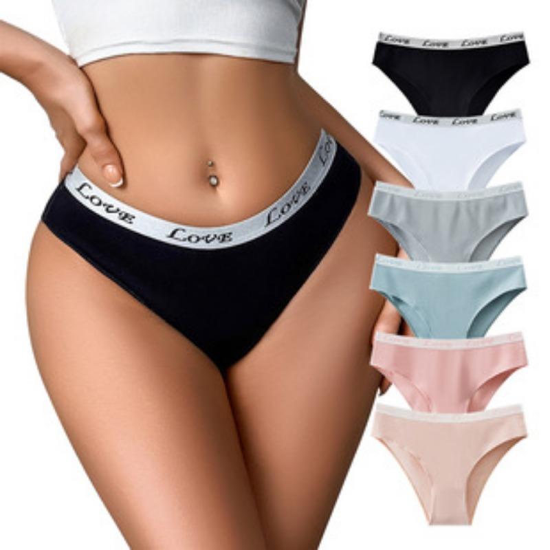 Women Seamless Breathable Solid Mid Waist Cotton Underwear Panties