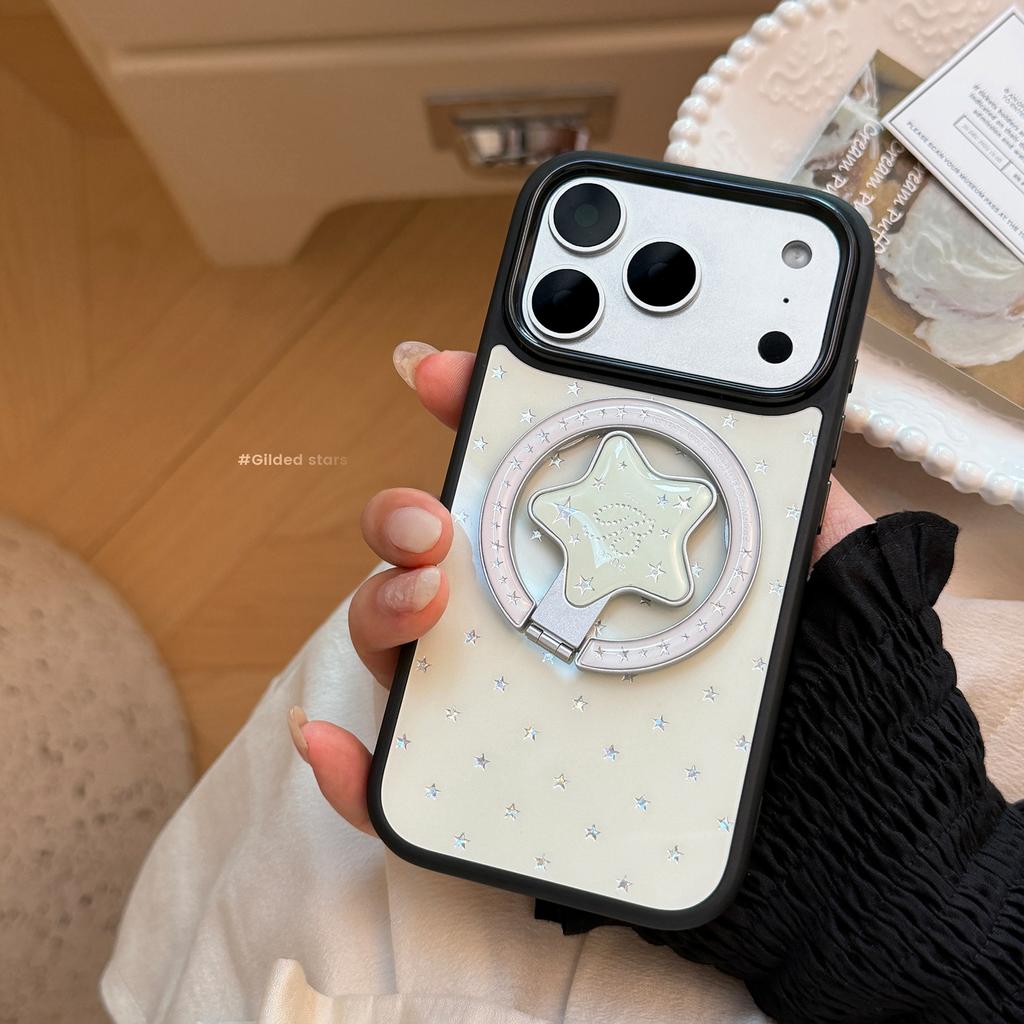Summer Qingti Star Apple 17promax mobile phone case iphone16 gilt magnetic suction bracket 15 suitable for fresh