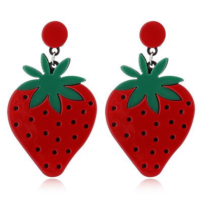 Trendy Funny Fruit Vegetables Acrylic Women's Drop Earrings Cute Strawberry Watermelon Lemon Cherry Dangle Earring Party Jewelry