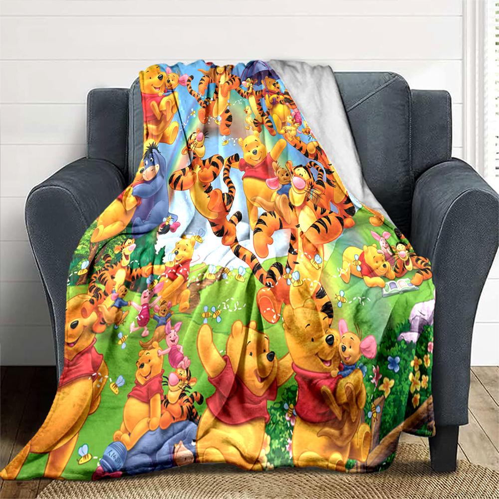 Winnie Pooh Party Flannel Blanket Super Soft Warm Cozy Blanket For Sofa Bed Office Travel Allseason Home Decor Gift