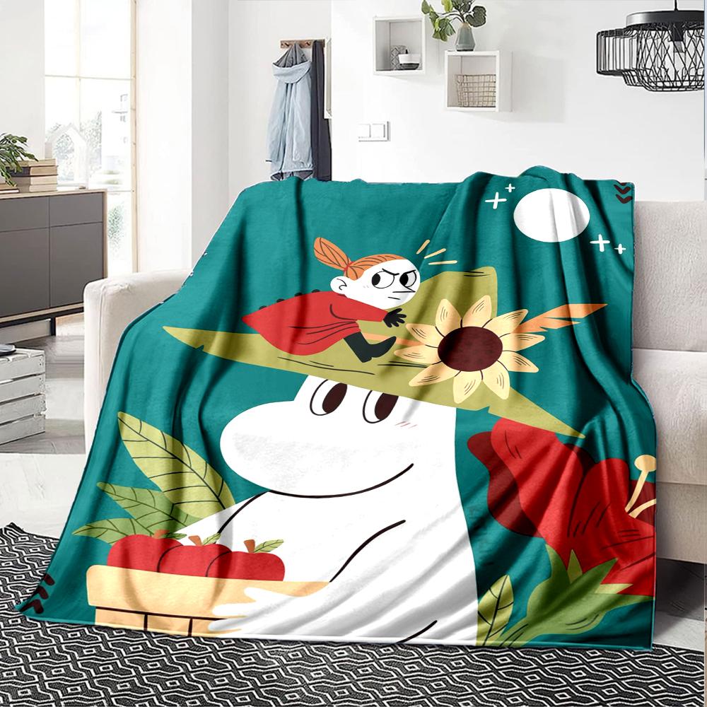 Moomin Temalı Baskılı Battaniye - Kanepe, Yatak, Seyahat ve Dış Mekan Kullanımı İçin Mükemmel | Makinede Yıkanabilir, Rahat ve Dayanıklı.