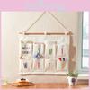 Storage Multilayer Hanging Bag With Cotton Linen Material Home Use Net Sundries