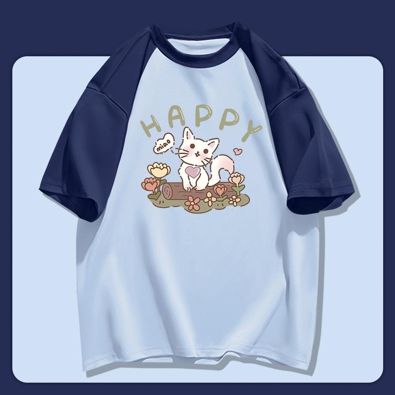 100% Cotton Tee Shirt Summer Cute Cartoon Print T Shirt for Women Clothes Harajuku Oversized T-shirt Y2k Tops Hip Hop Streetwear