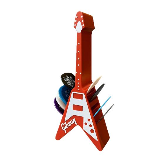 Gitarrenplektrenhalter Verstärker-Lautsprecher-Stil Plektrenhalter V-förmiges Gitarrenplektren-Ausstellungsregal 3D-gedruckte Plektren-Aufbewahrungsbox für Gitarristen Musikliebhaber