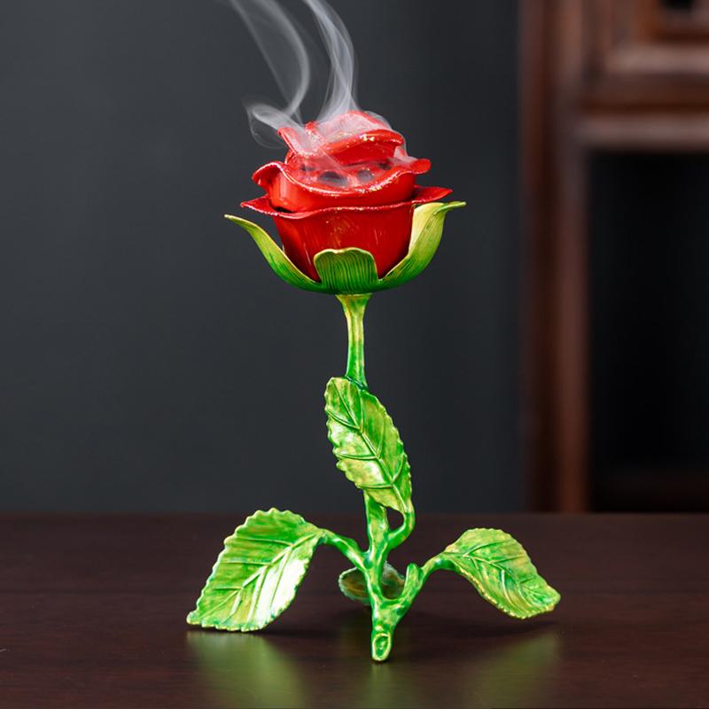 1pcs Rose-Scented Incense Burner - Feng Shui Decorative Item Suitable for Meditation Yoga Home Decor Valentine's Day Gift 7