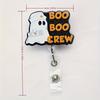 Halloween Boo Boo Crew Ghost Badge Reel, Acrylic Retractable ID Badge Holder with Swivel Clip for Nurses and Medical Staff, English Text
