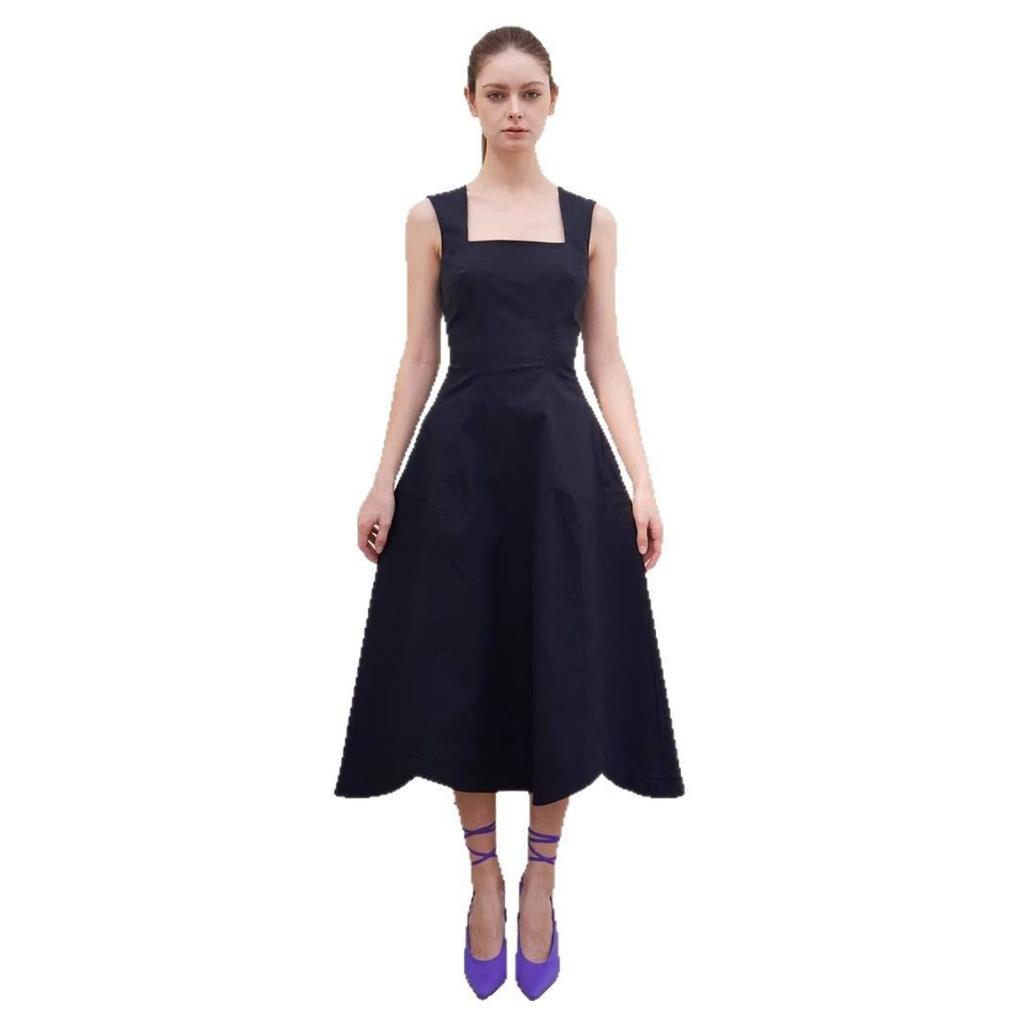 Spring Summer New Sleeveless Waist Cinched Backless Slimming Elegant Dress for Women European American Style