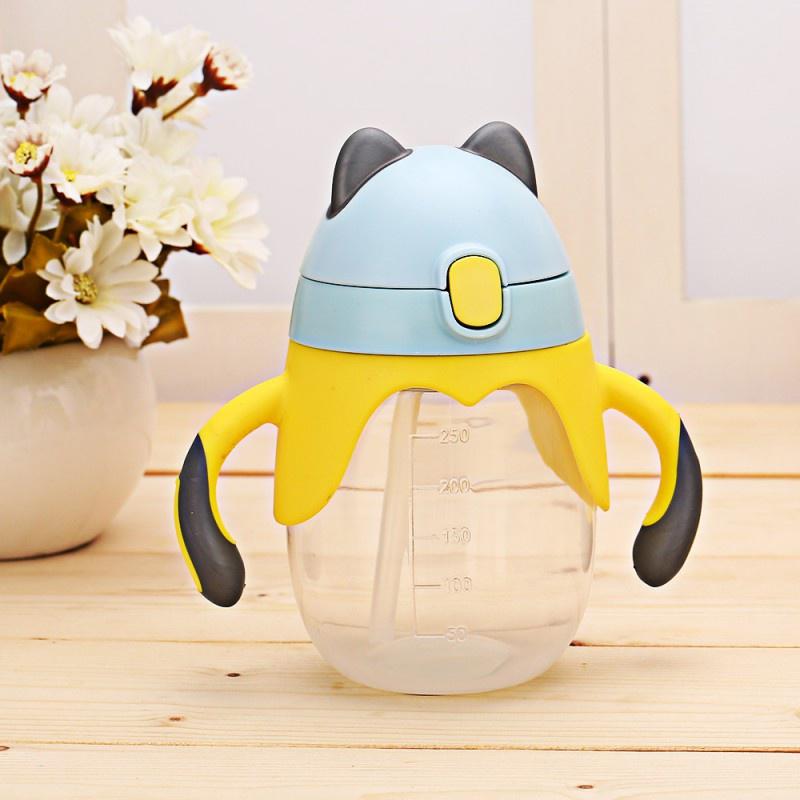 Cute Baby Cup Kids Children Learn Feeding Drinking Water Straw Handle Bottle Training Cup Baby