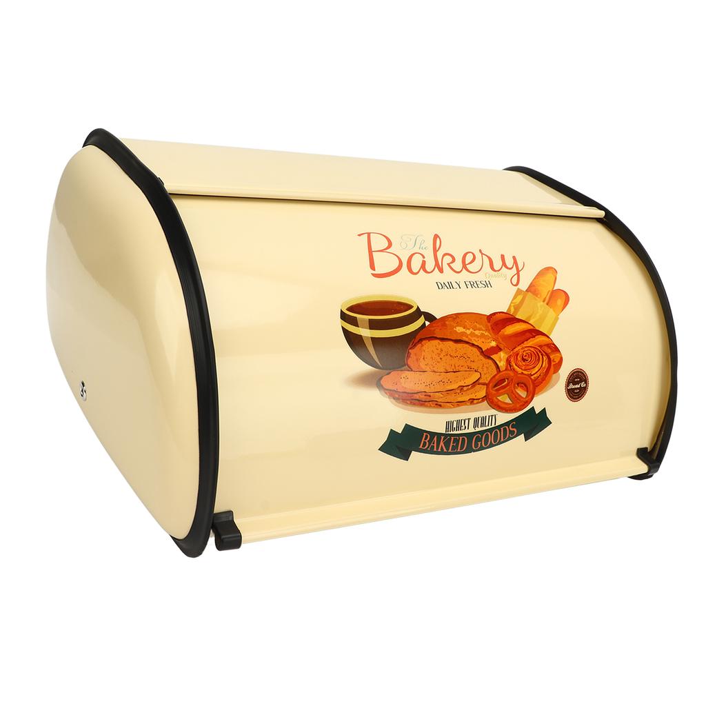 Metal Bread Box Champagne Color Small Drum Type Metal Bread Bin for Kitchen Countertop