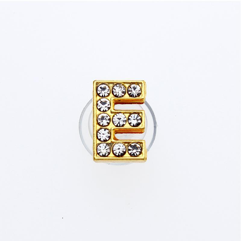 1Pcs Gold Letters Metal Shoe Charms Crystal Diamond Alloy Charms Shoes Accessories Buckle High Quality Shoes Decoration