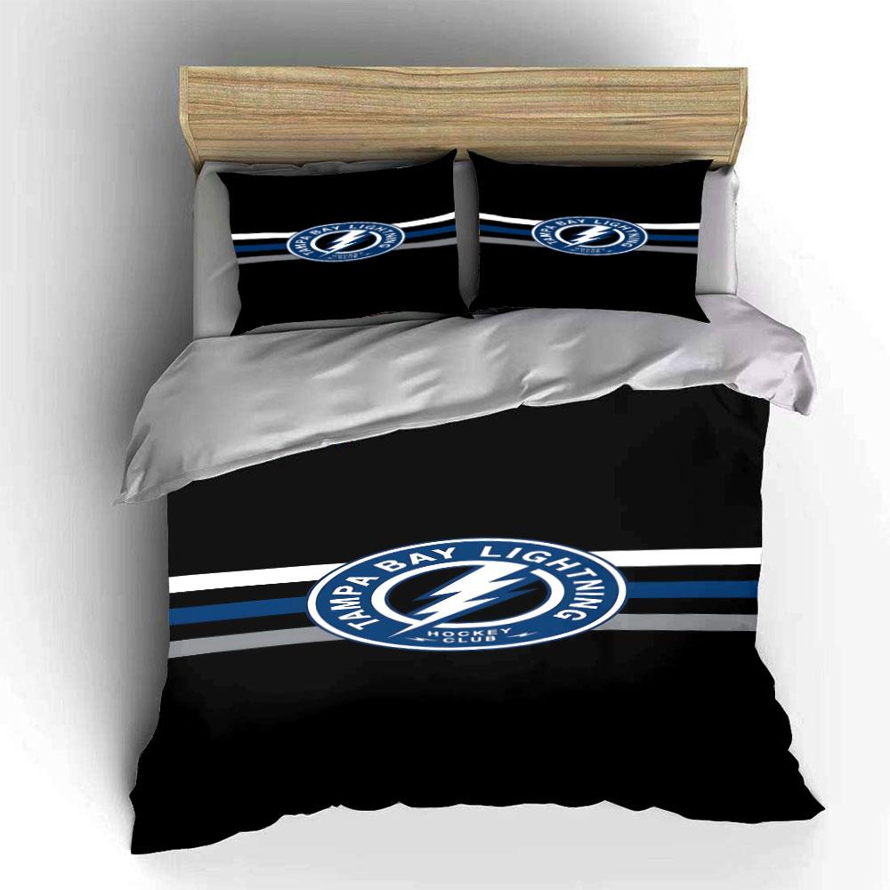 Tampa Bay Lightning Logo Bedding Set Print Bedding Set Duvet Cover Pillowcases (1* Duvet Cover 2* Pillowcases Do Not Include Comforter)