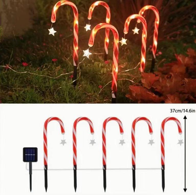 Cross-Border Outdoor LED Solar Ground Insert Christmas String Lights and Road Signs