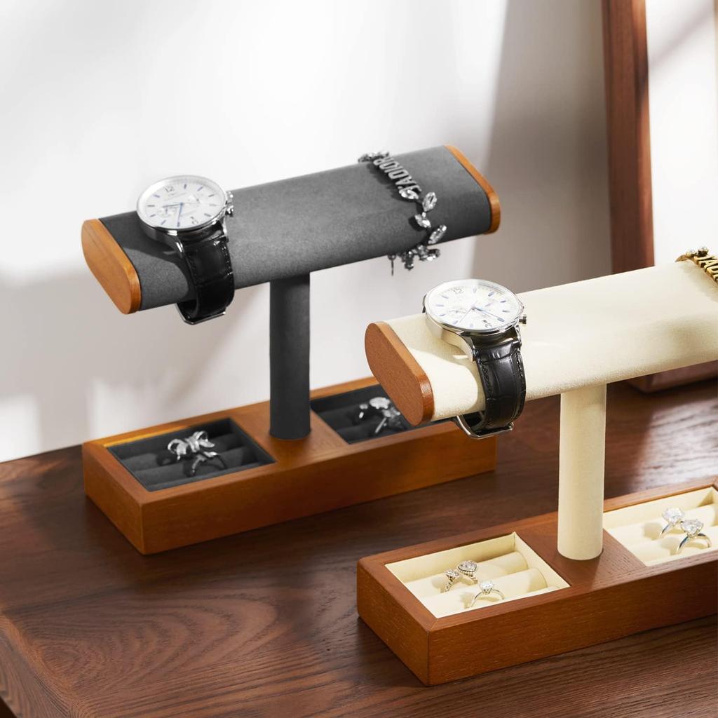 Oirlv Watch Holds 2 or 4 Compatible with Qualified SM19103 Stand, Wooden, Watches, Display, Storage, Photography, High-End, Stylish, Invoices, (Black)