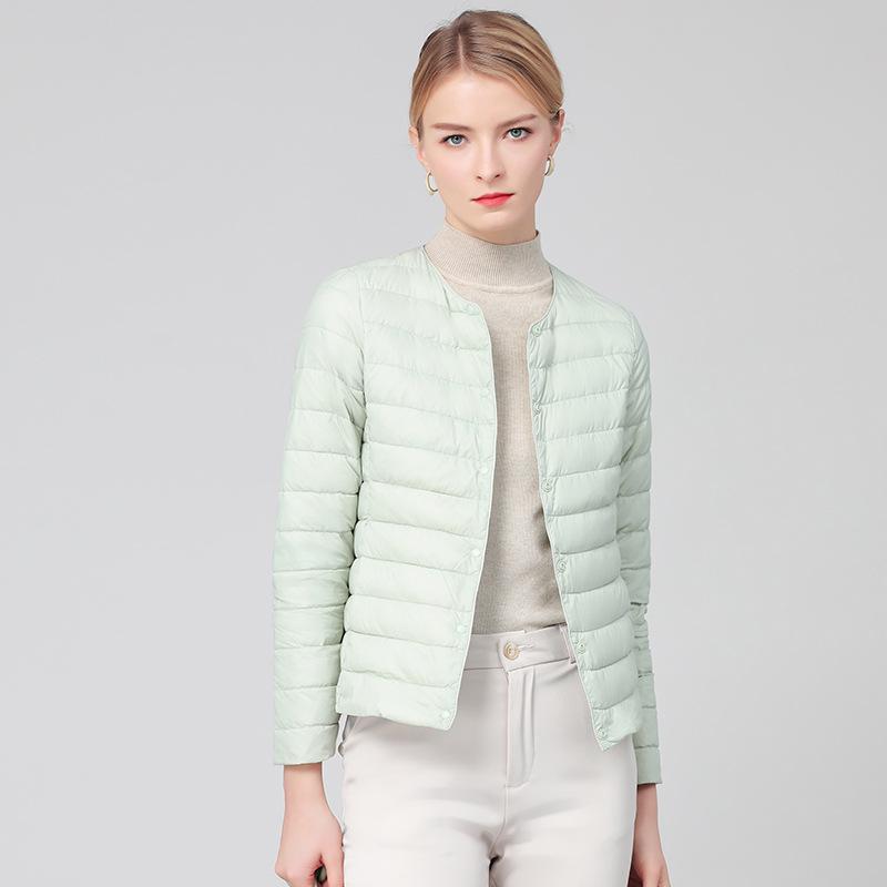 2025 Women's Round Neck White Duck Down Jacket – Comfortable, Versatile, Short, Solid Color, Cold Protection