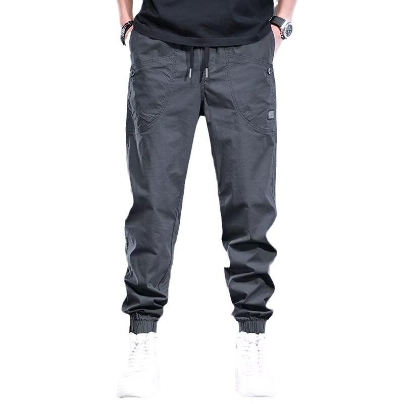 American Tied Overalls Men's Loose Trendy Brand Autumn and Winter Harlan Small Foot Casual Pants Velvet Versatile Work Pants