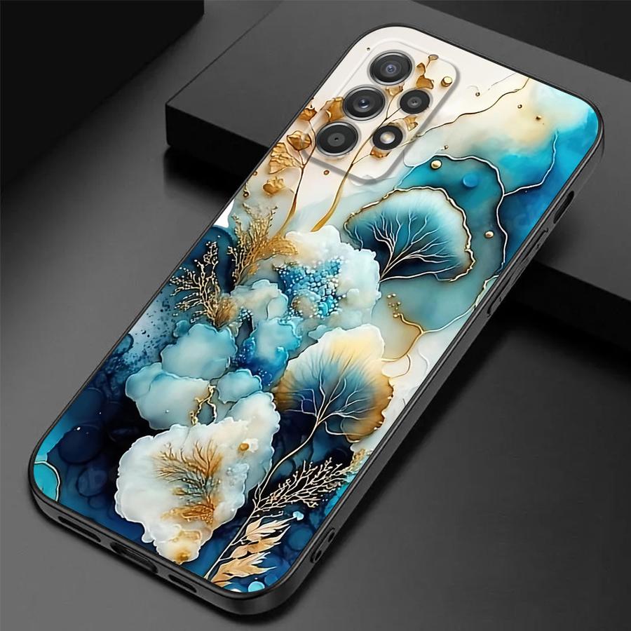 Marble Phone Case for Samsung Galaxy A71 A50 A21s A54 A41 A52s A51 A31 A53 A73 A55 A70 A16 A72 Black Cover