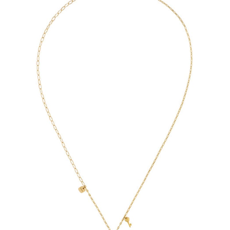 TATIANA Rose quartz Lock Heart Long Necklace_NZ1137