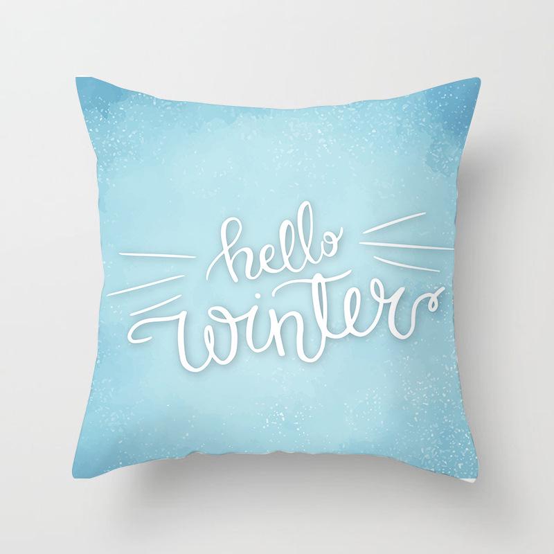 Wish Home Christmas Snowflake Digital Printing Peach Skin Car Pillow Cushion Pillow Case
