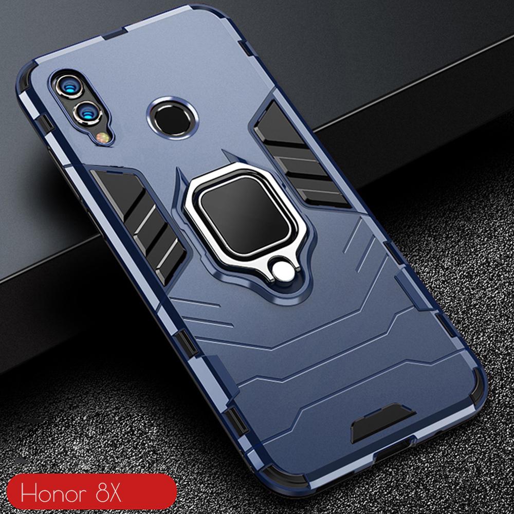 Para Honor 8X 8 X Funda Armadura Cubierta de PC Soporte de Anillo para Dedo Funda de Teléfono Para Huawei Honor 8X Max Cubierta Parachoques Duradero A Prueba de Golpes