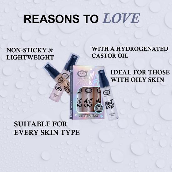 Fashion Colour MIST & FIX Setting Spray (30ML*3) | Setting Spray For Makeup Long Lasting | Mist Fix Shimmer, Hydrating Makeup Fixing Spray| Set of 3