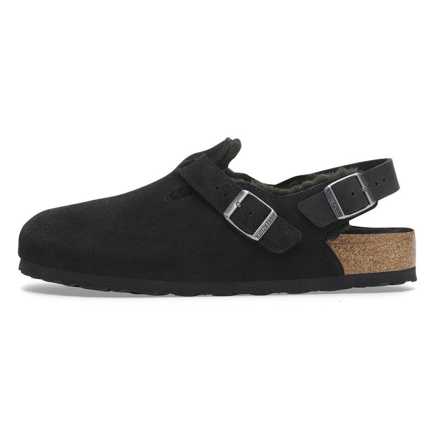 Birkenstock Tokio с овчиной, круглый носок, толстая подошва, плюшевые, теплые, нескользящие, низкие, повседневные туфли, унисекс, повседневные туфли, черный 1028358 36