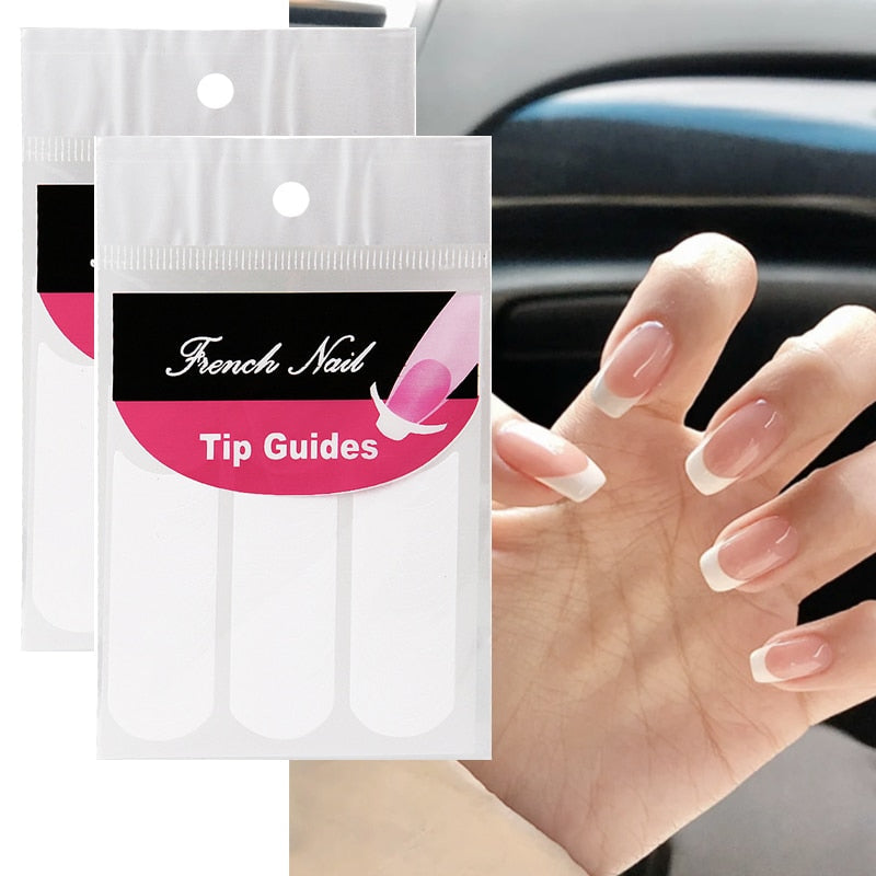 Buy White French Manicure Strip Nail Art Form Fringe Tip Guides Sticker